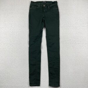 Angry‎ Rabbit Jeans Womens 25/1 Green Denim Skinny Low Rise Stretch Casual City